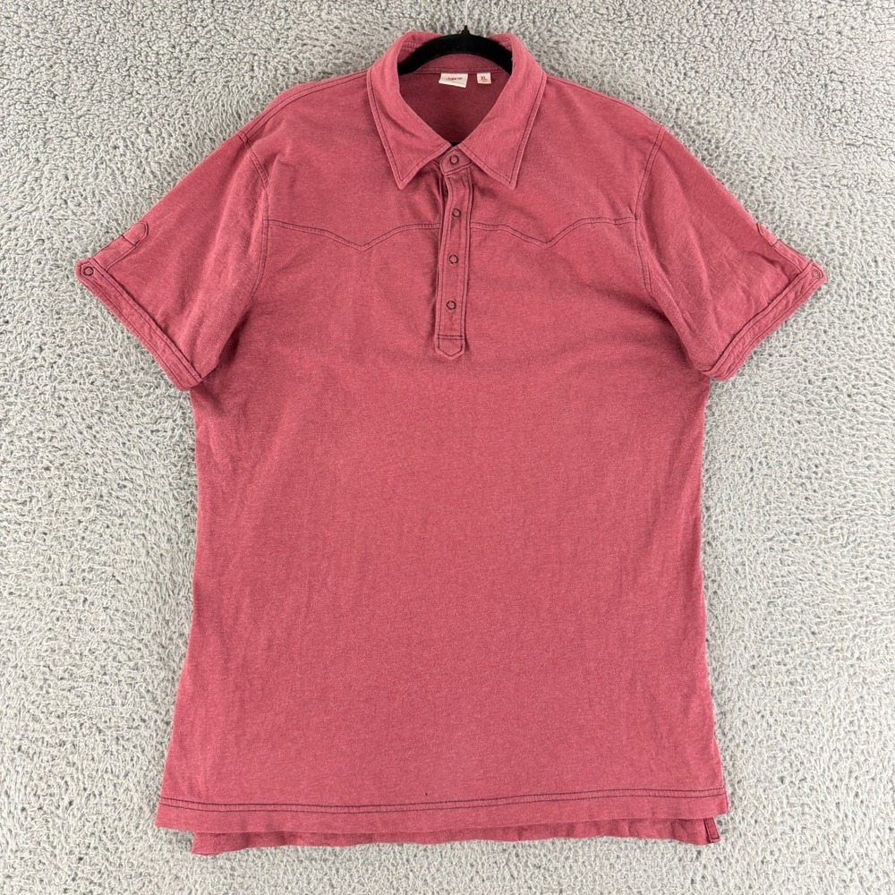 Uniqlo Michael Bastian Polo Shirt Mens XL Red Western Snap Cotton 341-125854